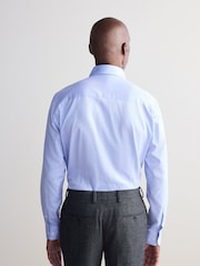 Blue Texture Slim Fit Signature 100% Cotton Canclini Textured Shirt - Image 2 of 8