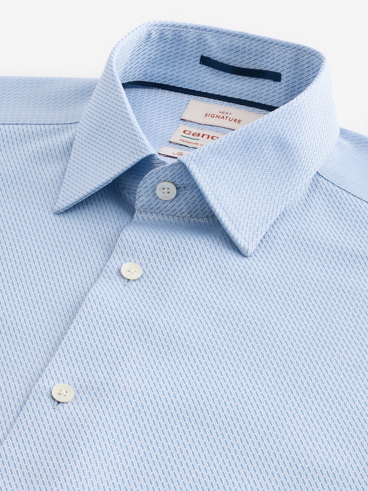 Blue Texture Slim Fit Signature 100% Cotton Canclini Textured Shirt - Image 7 of 8