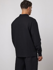 Gym King Black Signature Waffle Long Sleeve Polo Shirt - Image 2 of 4