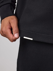 Gym King Black Signature Waffle Long Sleeve Polo Shirt - Image 4 of 4