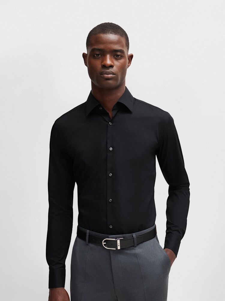Buy BOSS Black Slim Fit Easy-Iron Stretch-Cotton Poplin Shirt from Next  Malta