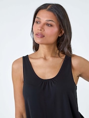 Roman Black Plain V-Neck Stretch Jersey Vest Top - Image 4 of 5