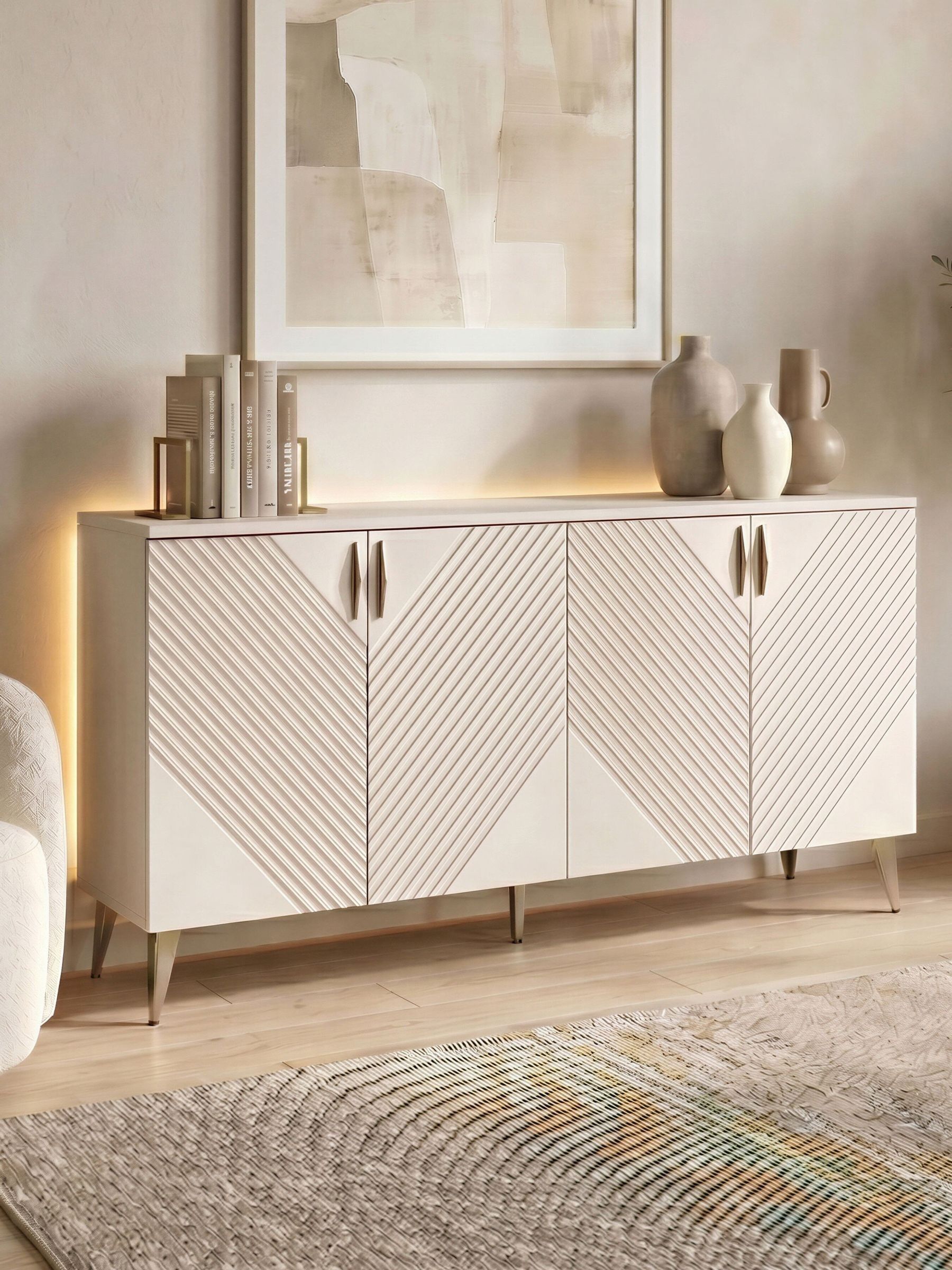 Frank Olsen Unisex Antique White Ava Four Door Smart Sideboard - Image 1