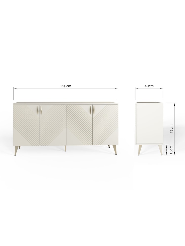 Frank Olsen Antique White AVA Four Door Smart Sideboard - Image 9 of 9