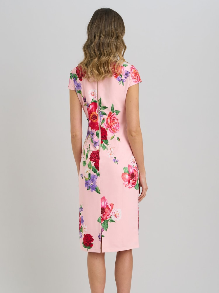 Gina Bacconi Pink Rayna Floral Sheath Dress - Image 2 of 9 Gina Bacconi Pink Rayna Floral Sheath Dress - Image 2 of 9
