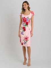 Gina Bacconi Pink Rayna Floral Sheath Dress - Image 4 of 9