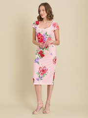 Gina Bacconi Pink Rayna Floral Sheath Dress - Image 6 of 9
