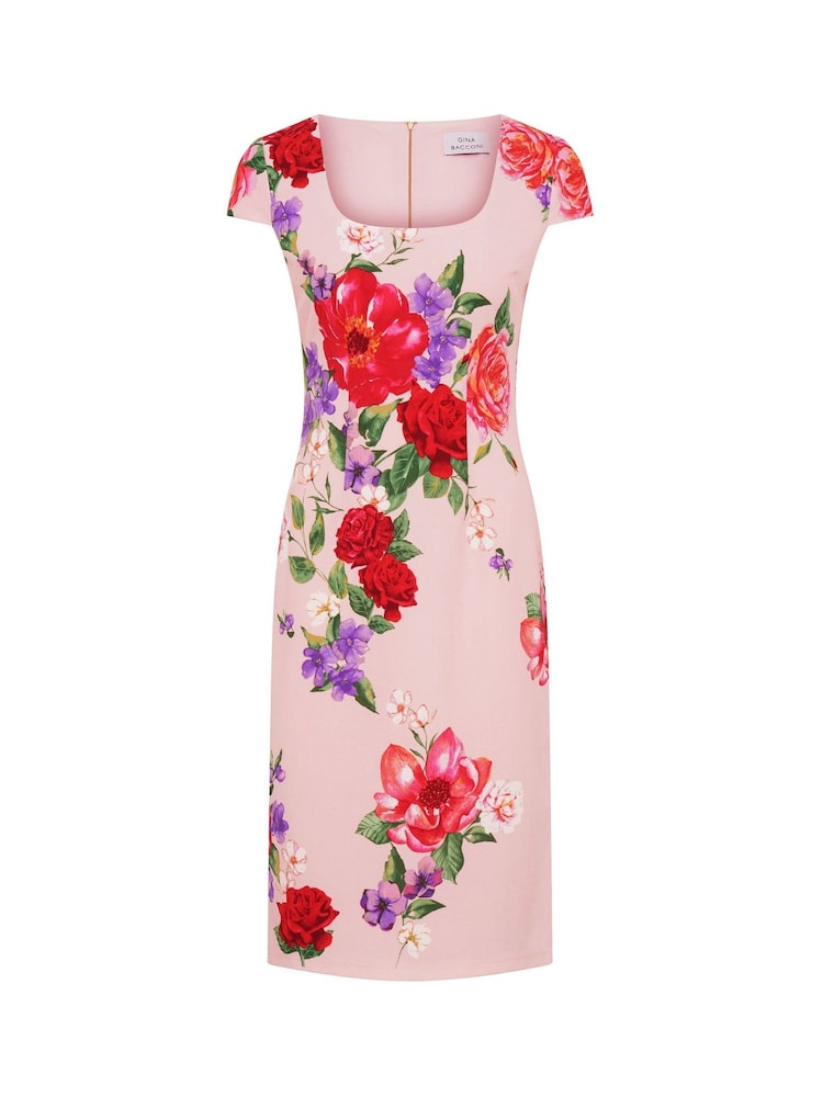 Gina Bacconi Pink Rayna Floral Sheath Dress - Image 9 of 9 Gina Bacconi Pink Rayna Floral Sheath Dress - Image 9 of 9