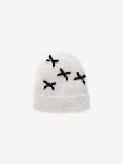 Ecru White Bow Beanie Hat (3-16yrs) - Image 2 of 4