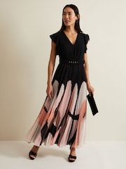 Phase Eight Black Petite Isla Printed Skirt Maxi Dress - Image 1 of 7