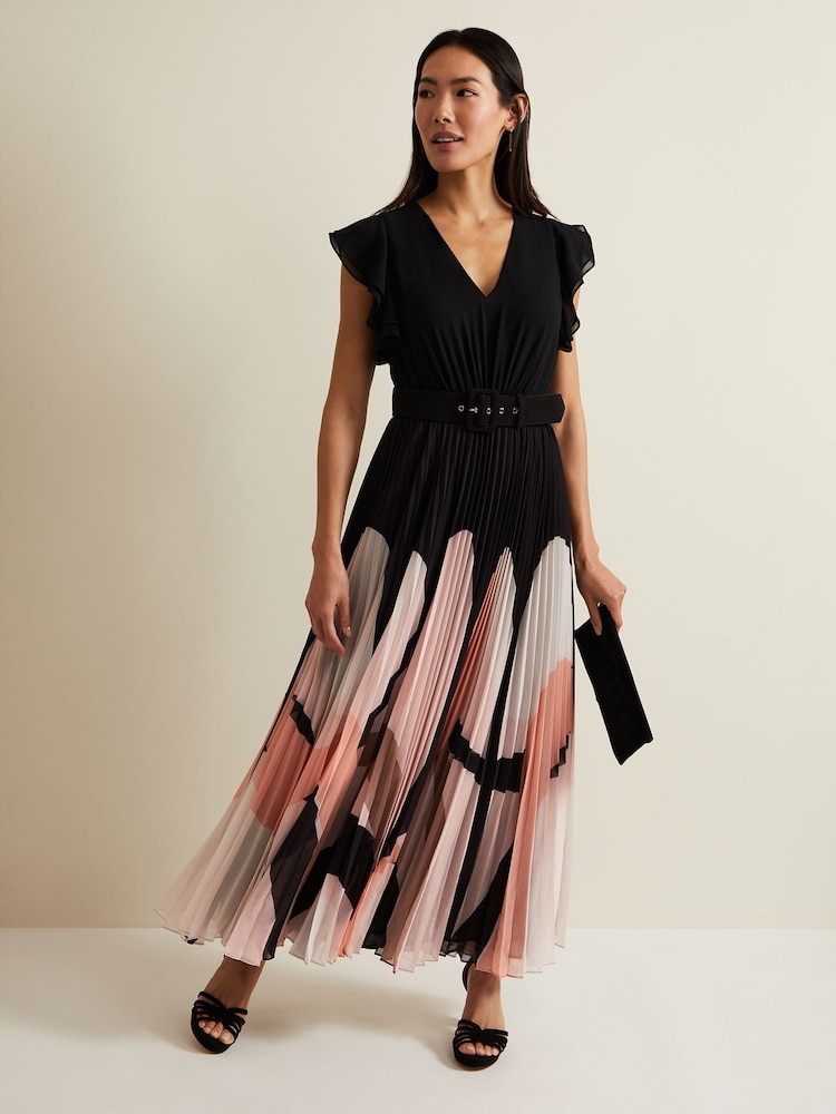 Phase Eight Black Petite Isla Printed Skirt Maxi Dress - Image 1 of 7