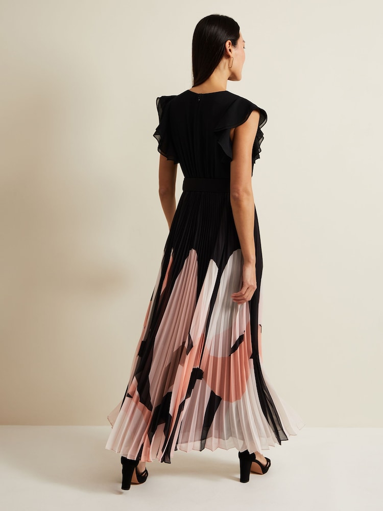 Phase Eight Black Petite Isla Printed Skirt Maxi Dress - Image 2 of 7