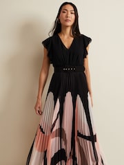 Phase Eight Black Petite Isla Printed Skirt Maxi Dress - Image 3 of 7