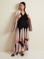 Phase Eight Black Petite Isla Printed Skirt Maxi Dress - Image 6 of 7