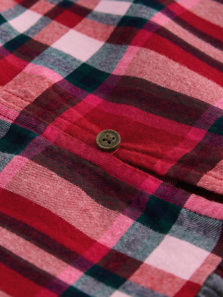 Red Check Long Sleeve Tiered 100% Cotton Dress (3-16yrs) - Image 9 of 9
