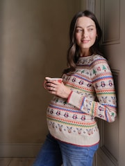 JoJo Maman Bébé Ecru Christmas Jumper - Image 1 of 5