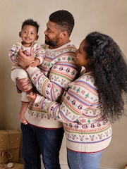 JoJo Maman Bébé Ecru Christmas Jumper - Image 2 of 5
