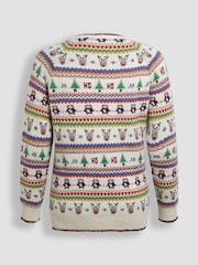 JoJo Maman Bébé Ecru Christmas Jumper - Image 4 of 5