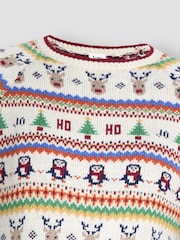 JoJo Maman Bébé Ecru Christmas Jumper - Image 5 of 5