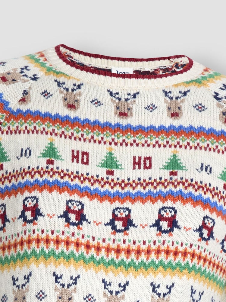 JoJo Maman Bébé Ecru Christmas Jumper - Image 5 of 5