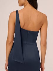 Adrianna Papell Blue Satin Crepe Dress - Image 5 of 7