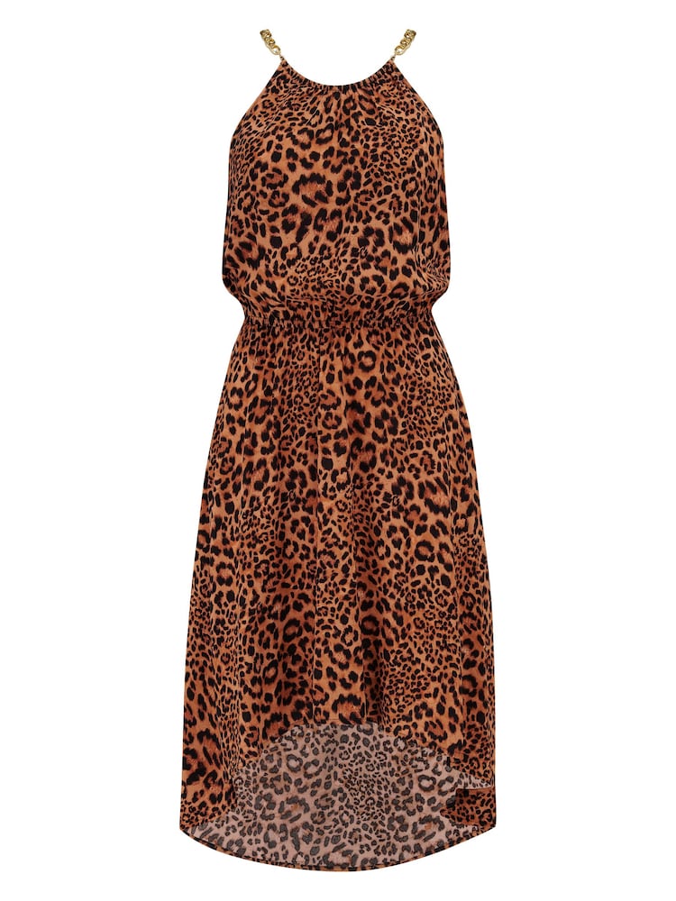 Pour Moi Animal Gold Chain High Neck Woven Beach Dress - Image 2 of 4