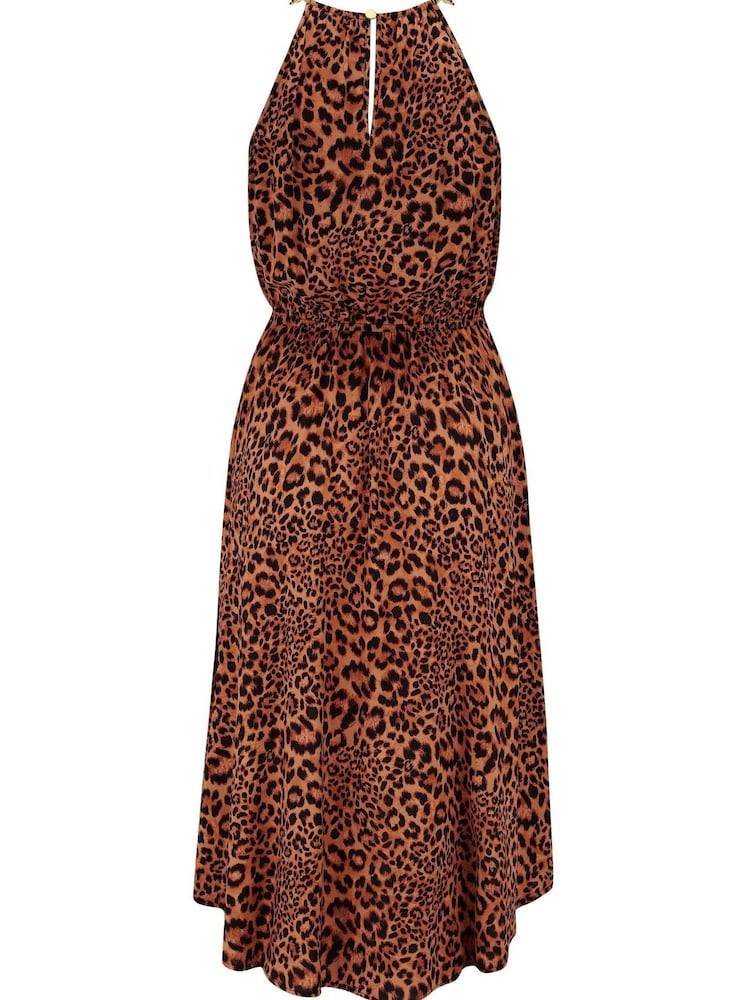 Pour Moi Animal Gold Chain High Neck Woven Beach Dress - Image 4 of 4
