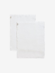 Set of 2 White Waffle Tea Towels - Image 2 of 3