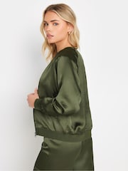 PixieGirl Petite Green Satin Bomber Jacket - Image 4 of 5