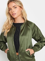 PixieGirl Petite Green Satin Bomber Jacket - Image 5 of 5