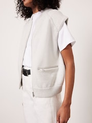 Mint Velvet Grey Cotton Sleeveless Bomber Jacket - Image 2 of 4