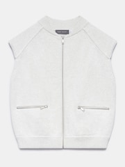 Mint Velvet Grey Cotton Sleeveless Bomber Jacket - Image 3 of 4
