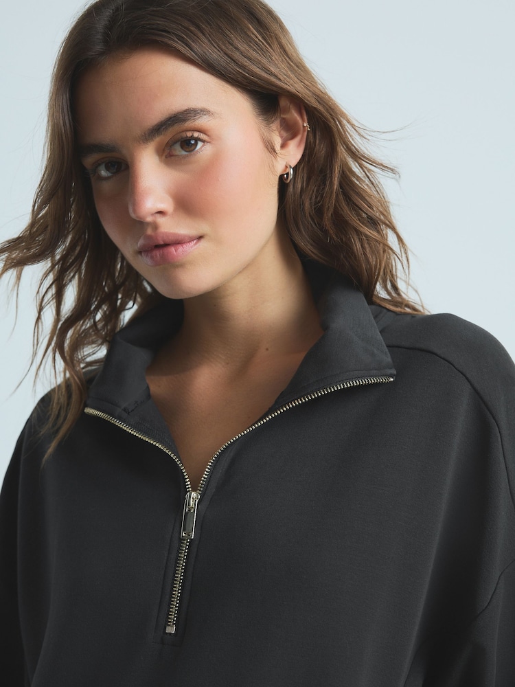 Black Modal Blend Half Zip Top - Image 5 of 9