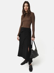 Jigsaw Black Crepe Japanese Seamed Skirt - Image 3 of 6