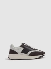 Reiss Charcoal Emmett Leather Suede Running Trainers - Image 1 of 4