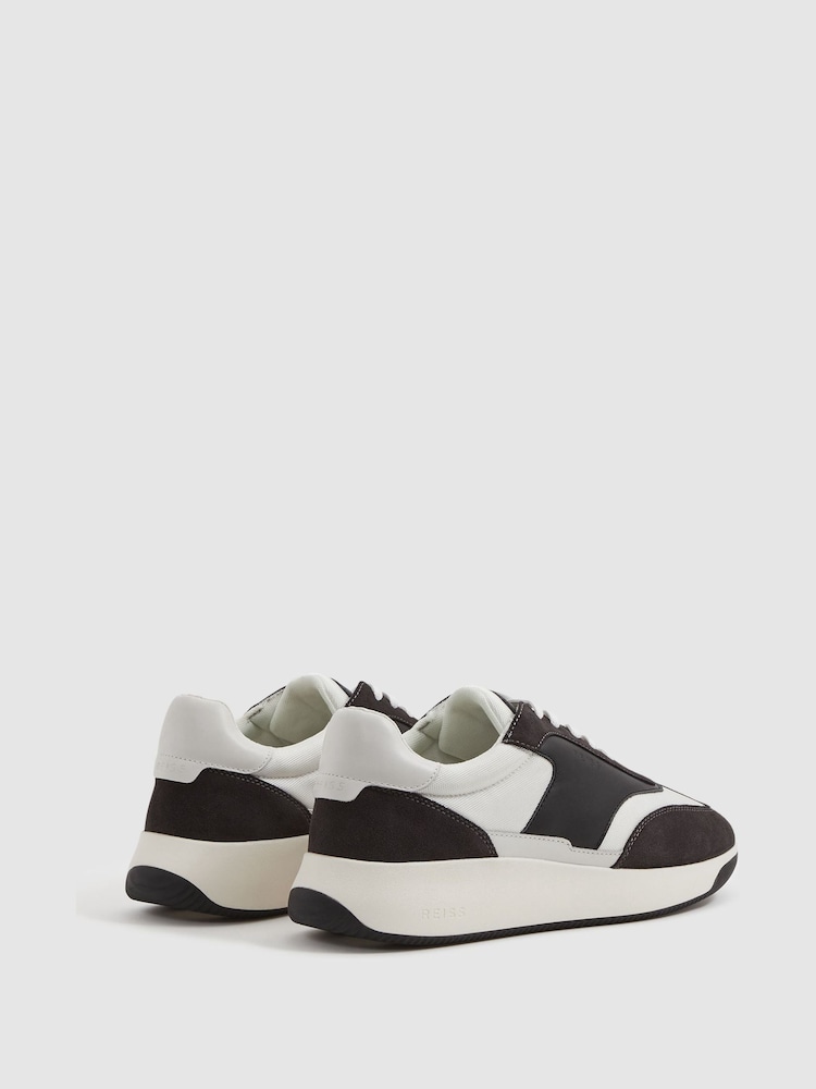 Reiss Charcoal Emmett Leather Suede Running Trainers - Image 2 of 5 Reiss Charcoal Emmett Leather Suede Running Trainers - Image 2 of 5