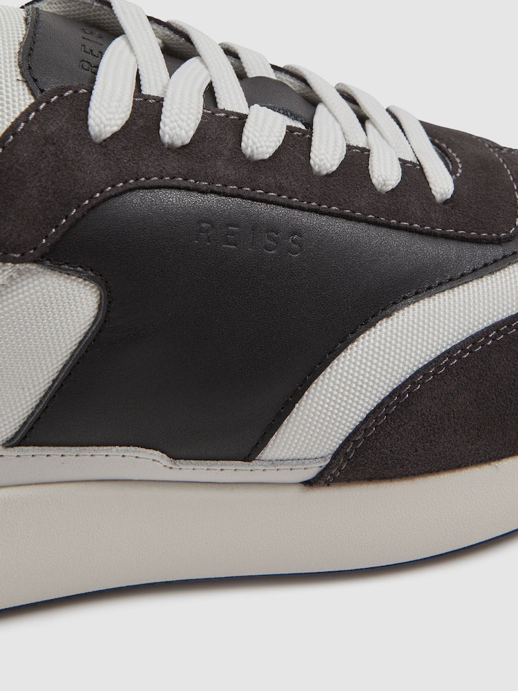 Reiss Charcoal Emmett Leather Suede Running Trainers - Image 4 of 4