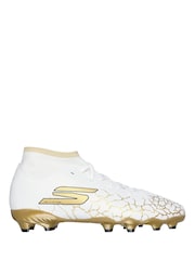 Skechers White / Gold Older Kids Firm Ground High Football Boots - Image 1 of 3