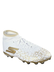 Skechers White / Gold Older Kids Firm Ground High Football Boots - Image 2 of 3