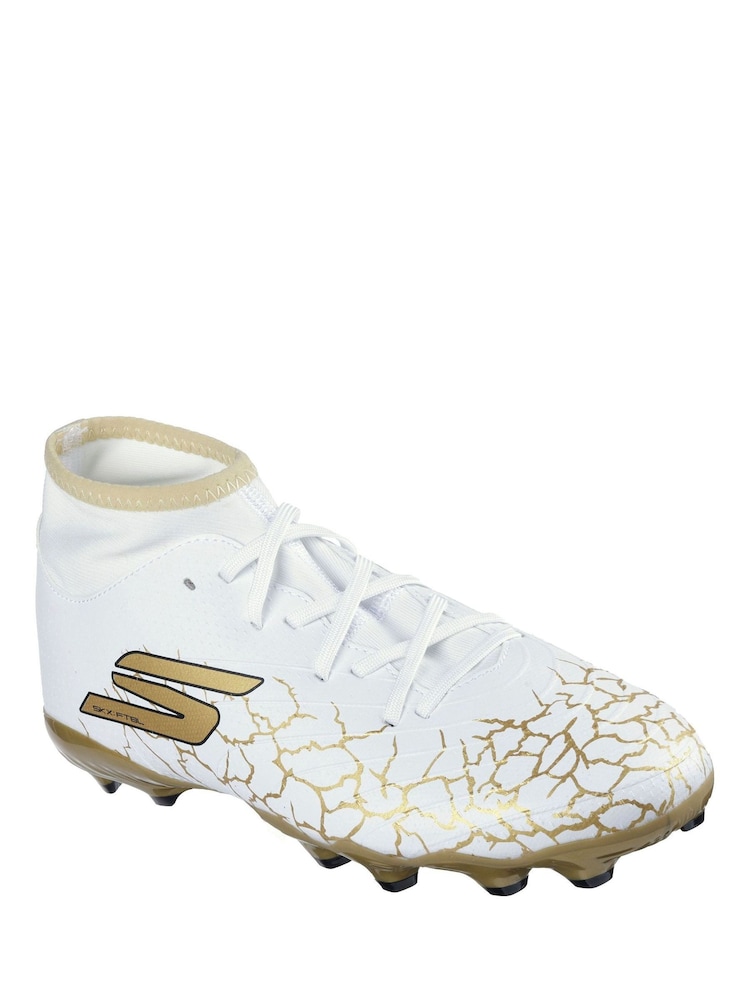 Skechers White / Gold Older Kids Firm Ground High Football Boots - Image 2 of 3