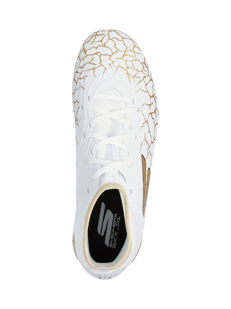 Skechers White / Gold Older Kids Firm Ground High Football Boots - Image 3 of 3