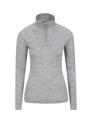 Mountain Warehouse Grey Womens Merino Zip Neck Thermal Top - Image 1 of 5