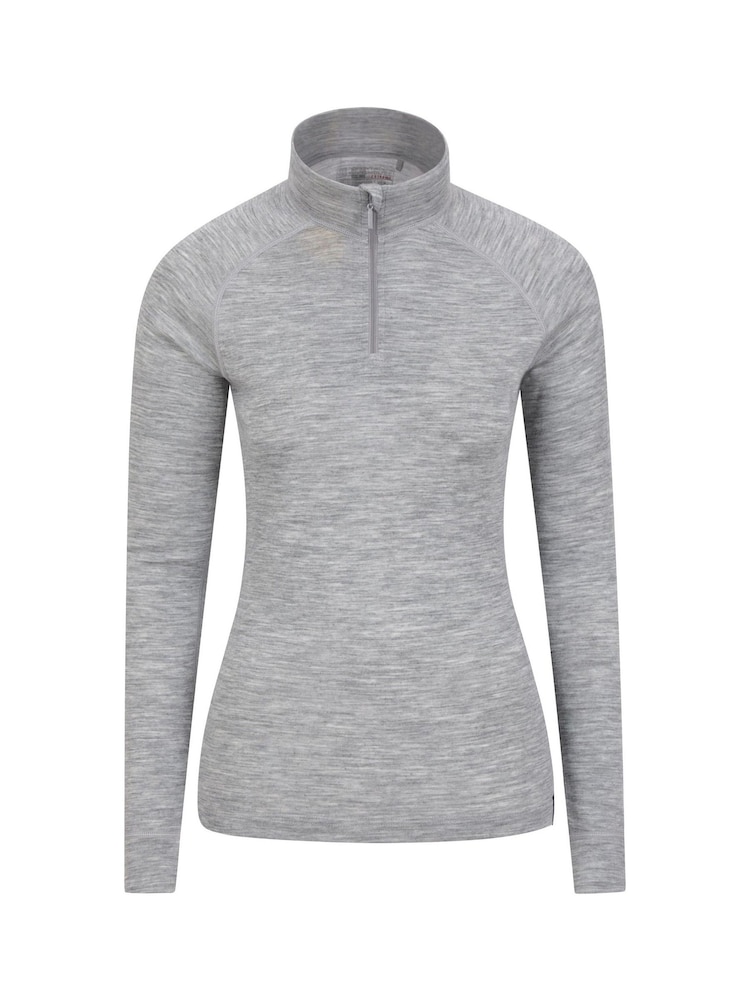Mountain Warehouse Grey Womens Merino Zip Neck Thermal Top - Image 1 of 5