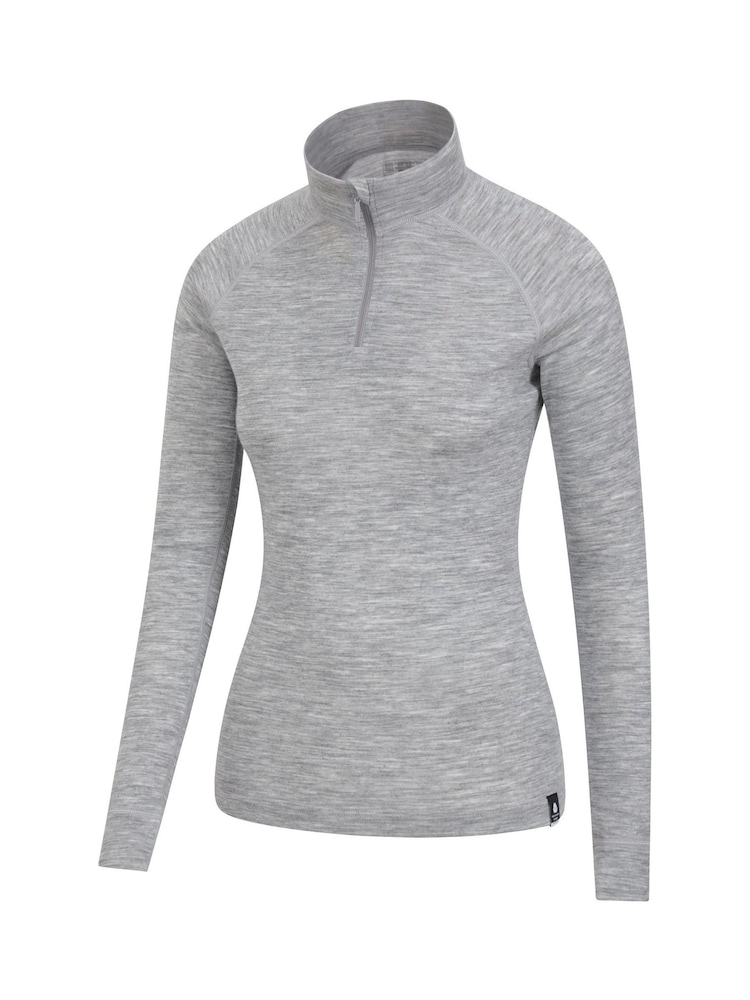 Mountain Warehouse Grey Womens Merino Zip Neck Thermal Top - Image 3 of 5