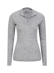Mountain Warehouse Grey Womens Merino Zip Neck Thermal Top - Image 4 of 5