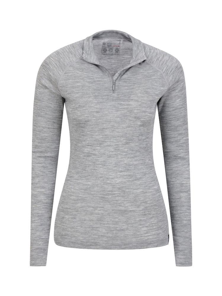 Mountain Warehouse Grey Womens Merino Zip Neck Thermal Top - Image 4 of 5
