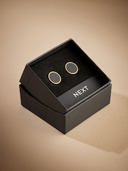 Black/Gold Signature Real Onyx Stone Cufflinks - Image 3 of 3