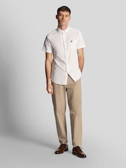 Lyle & Scott White 100% Cotton Short Sleeve Oxford Shirt - Image 3 of 5