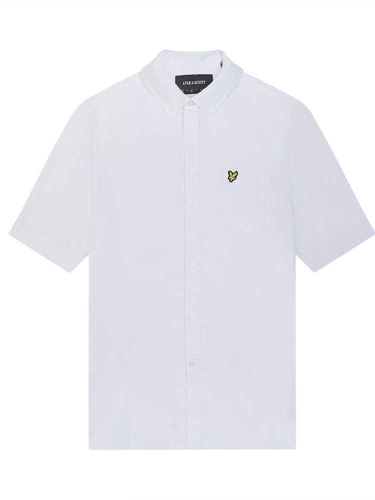 Lyle & Scott White 100% Cotton Short Sleeve Oxford Shirt - Image 5 of 5 Lyle & Scott White 100% Cotton Short Sleeve Oxford Shirt - Image 5 of 5