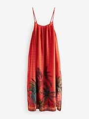 Coral/Red 100% Cotton Maxi Summer Dress - Image 7 of 8